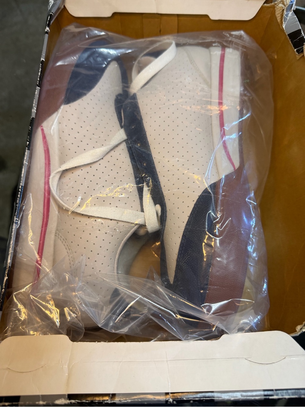 Icecream White Sneakers with Navy and Pink Trim